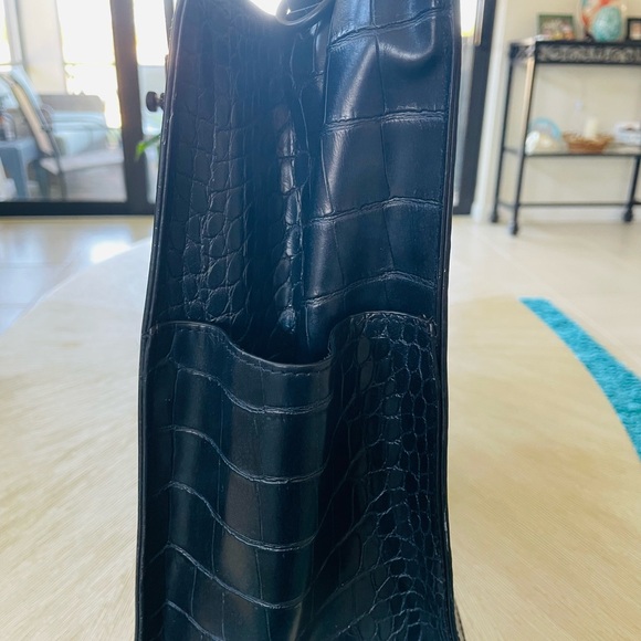 GUC - BEIS Black Crocodile-Embossed Work Tote - Picture 4 of 13